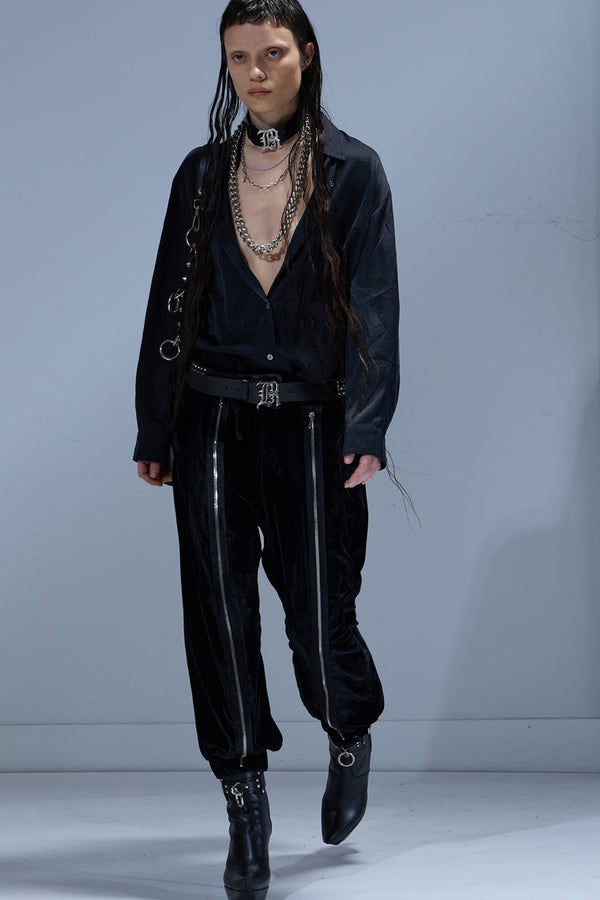 R13 FRONT ZIPPER SWEATPANT Black