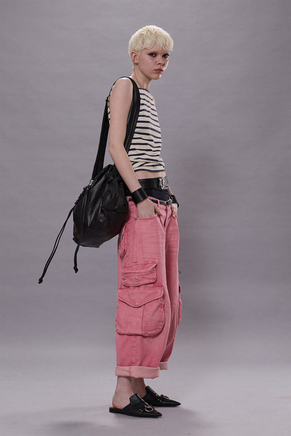 R13 HALTER STRIPE TEE Navy/ecru Wide Stripe