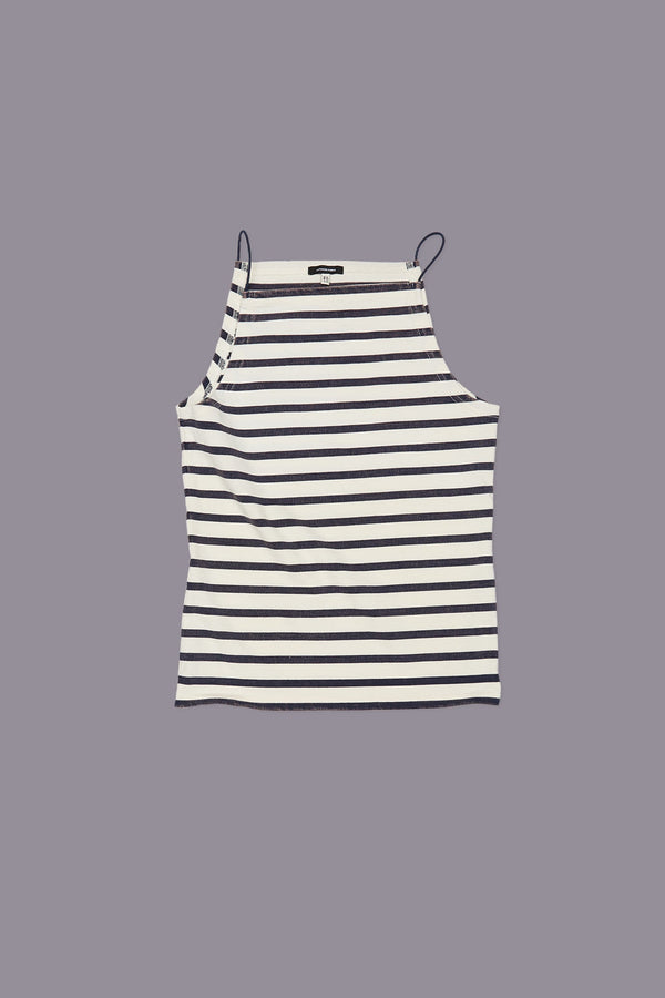 R13 HALTER STRIPE TEE Navy/ecru Wide Stripe