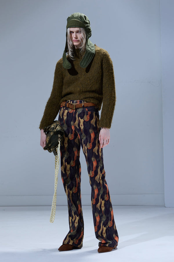 R13 JANE JEAN Wild Camo Velveteen Brown