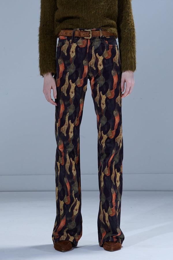R13 JANE JEAN Wild Camo Velveteen Brown