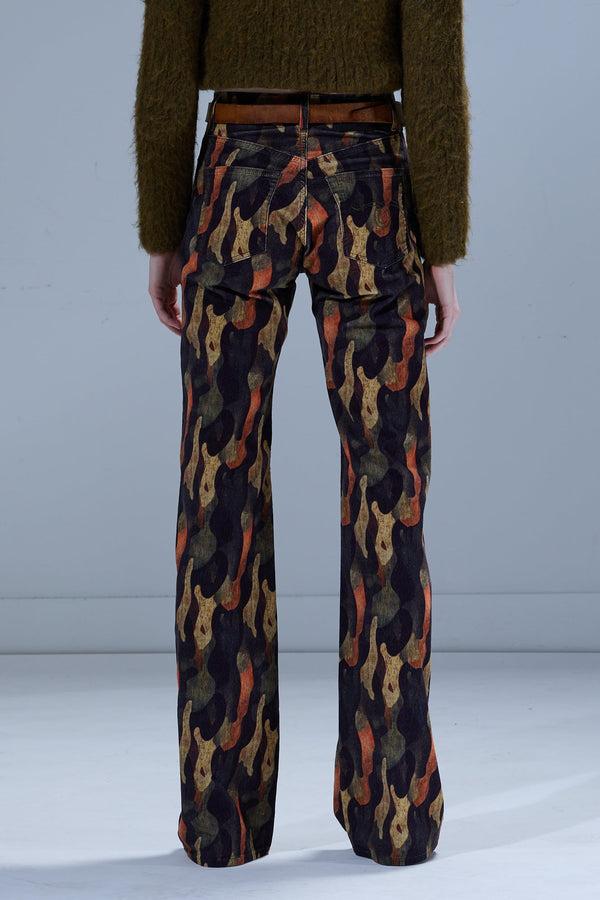 R13 JANE JEAN Wild Camo Velveteen Brown