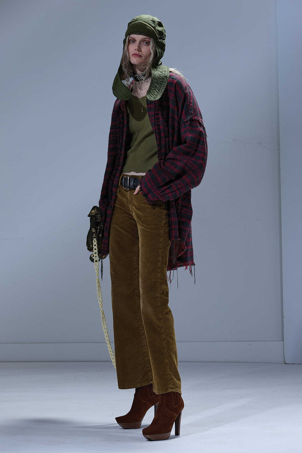 r13 JOAN KICK FLARE JEAN golden brown stretch cord