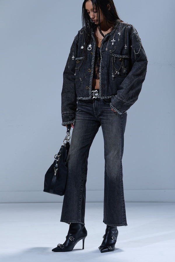 R13 JOAN KICK FLARE JEAN Kennet Black Stretch