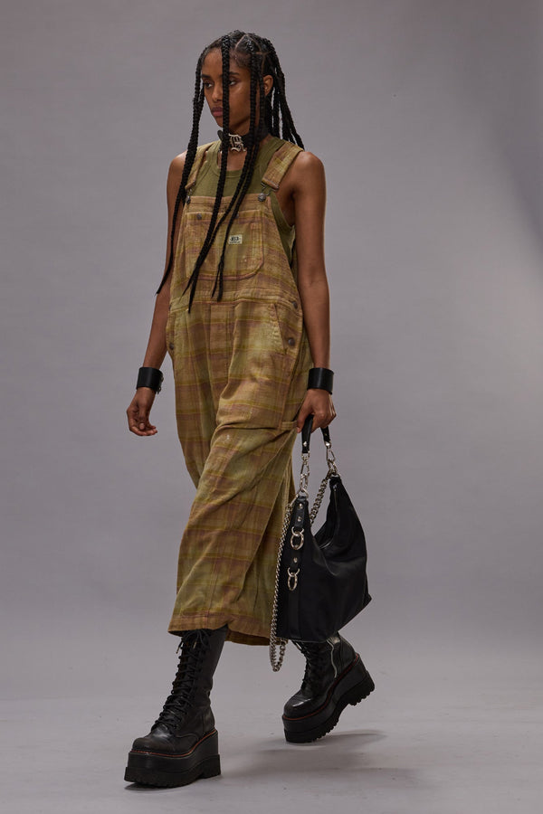 R13 JUMBO OVERALL Overdyed Khaki Plaid