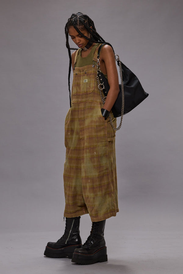 r13 JUMBO OVERALL overdyed khaki plaid