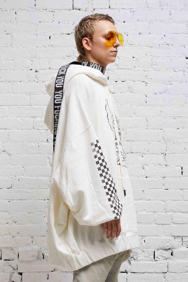 R13 JUMBO SKATE HOODIE White