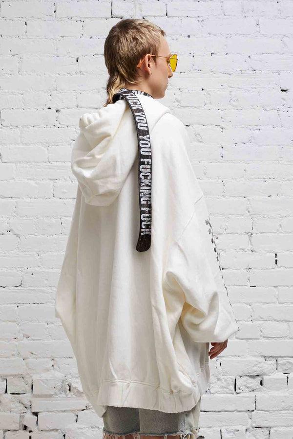 R13 JUMBO SKATE HOODIE White