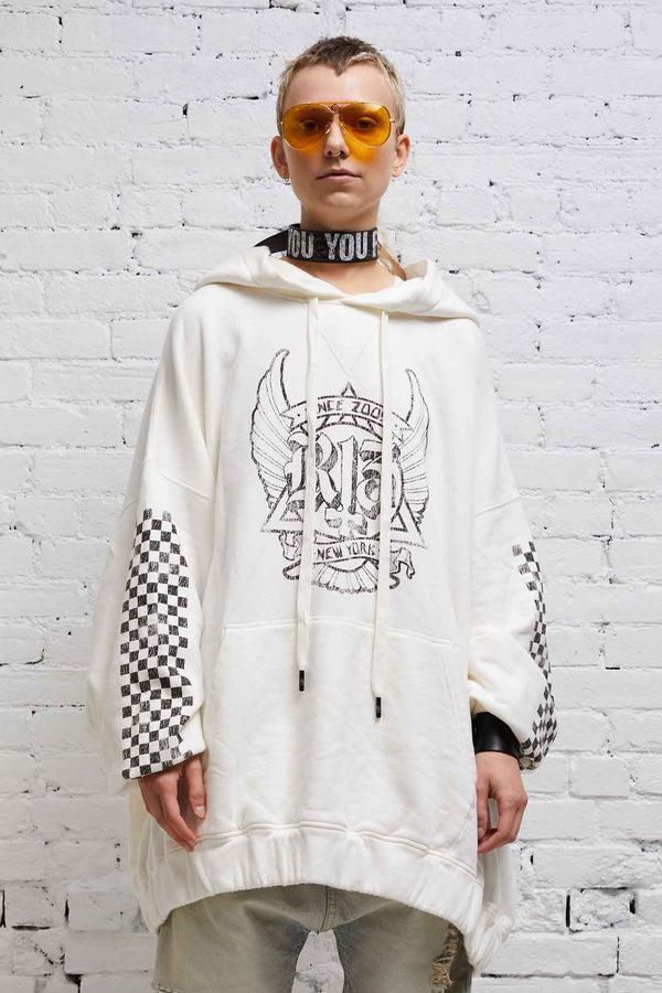 r13 JUMBO SKATE HOODIE white