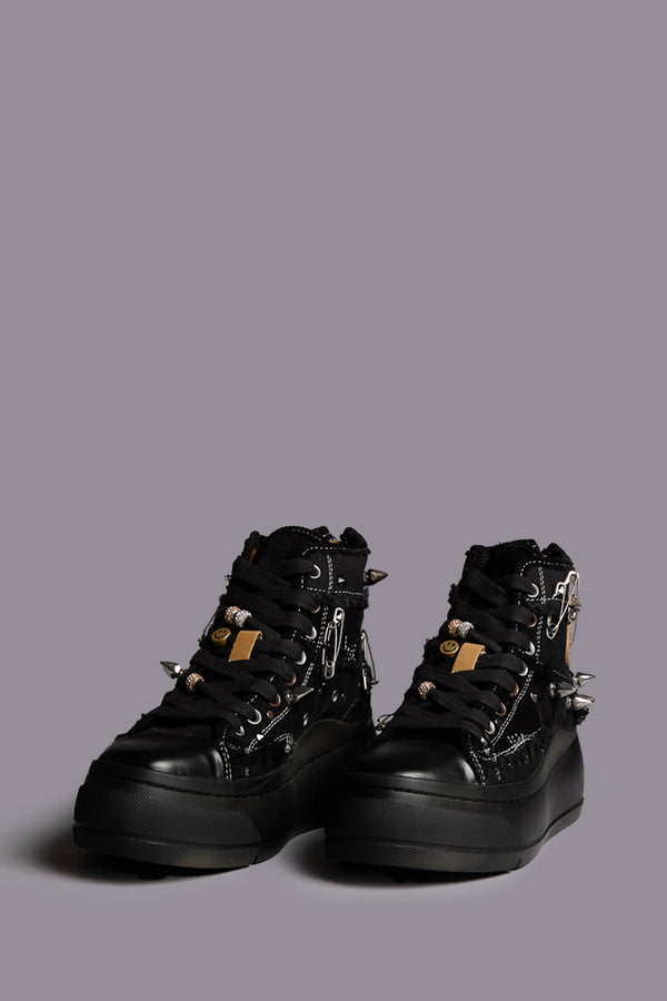 R13 KURT HIGH TOP SNEAKER Black Patchwork