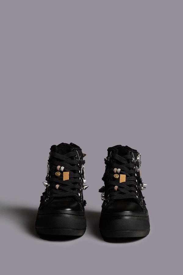 R13 KURT HIGH TOP SNEAKER Black Patchwork