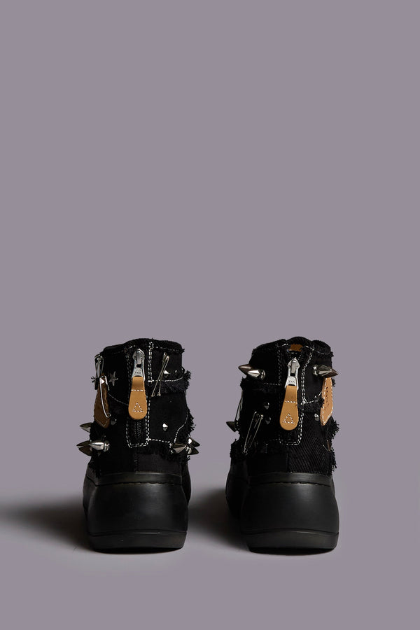 R13 KURT HIGH TOP SNEAKER Black Patchwork