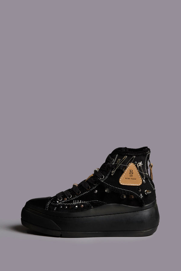 r13 KURT HIGH TOP SNEAKER black patchwork