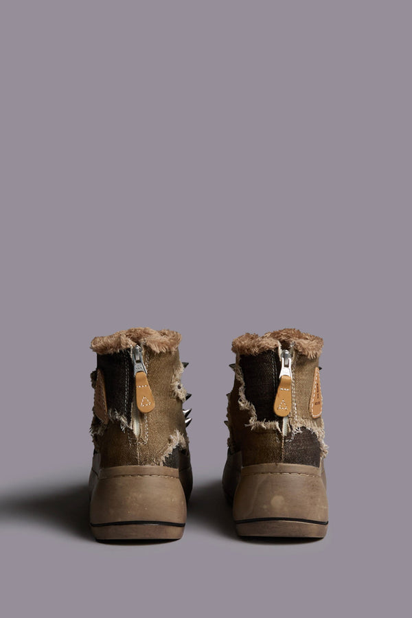 R13 KURT HIGH TOP SNEAKER Brown Patchwork