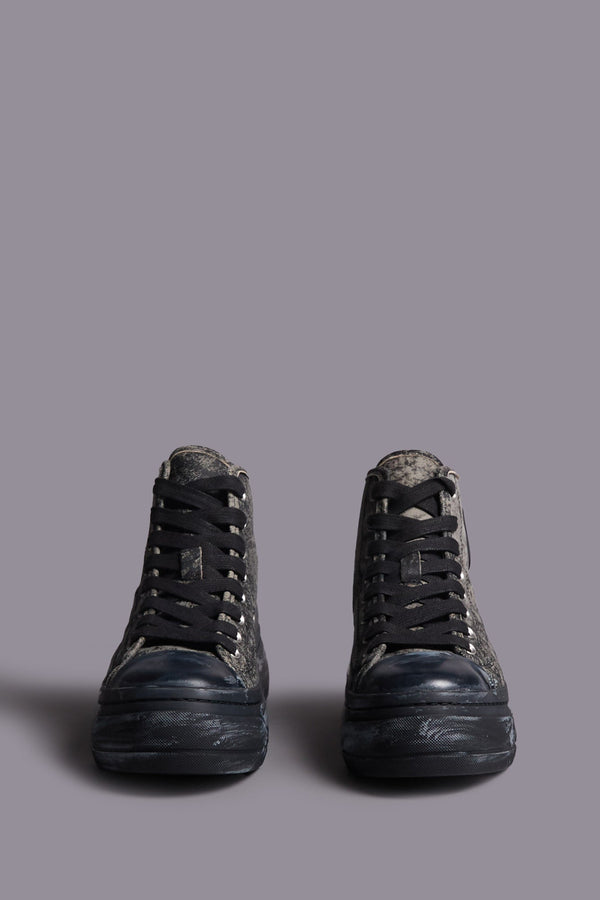 R13 KURT HIGH TOP SNEAKER Distressed Black