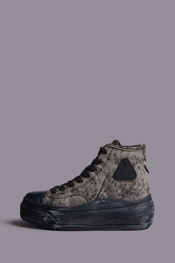 r13 KURT HIGH TOP SNEAKER distressed black