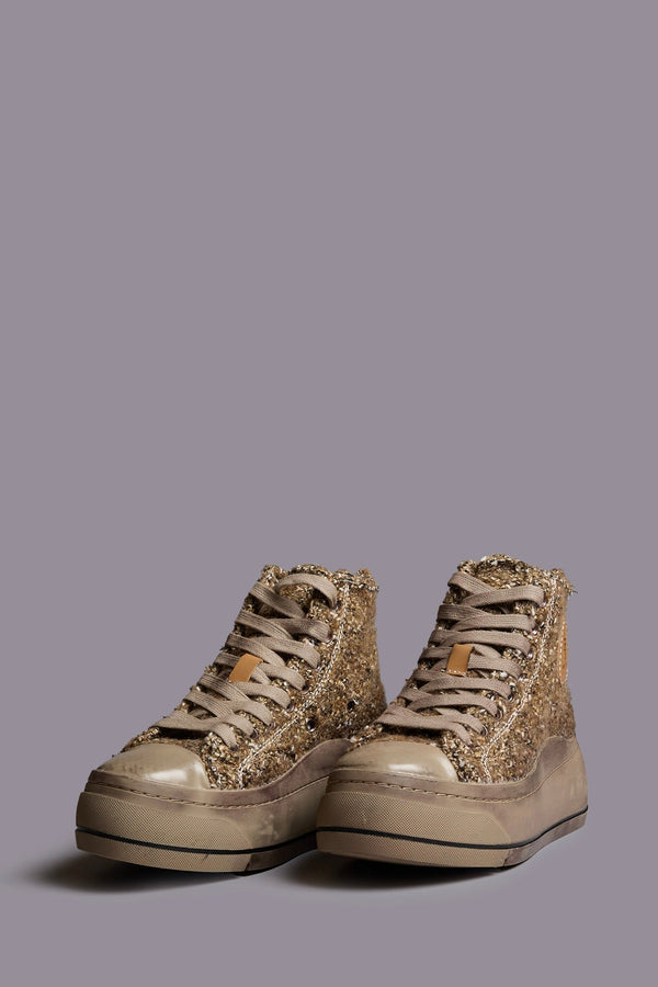 R13 KURT HIGH TOP SNEAKER Light Brown Tweed