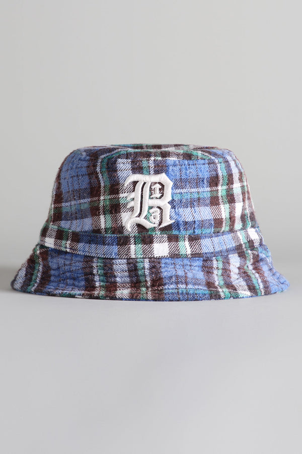 r13 LAYERED BUCKET HAT blue/green plaid