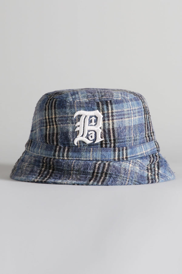 r13 LAYERED BUCKET HAT blue plaid