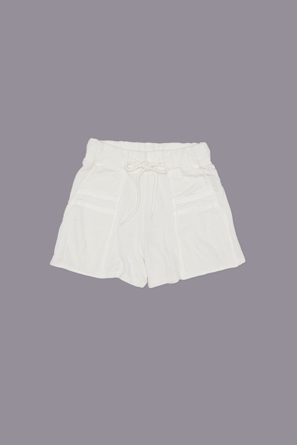 R13 LAYERED POCKET SWEATSHORT Ecru