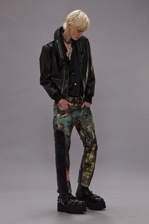 R13 LEATHER MULTI ZIP FLIGHT JACKET Black