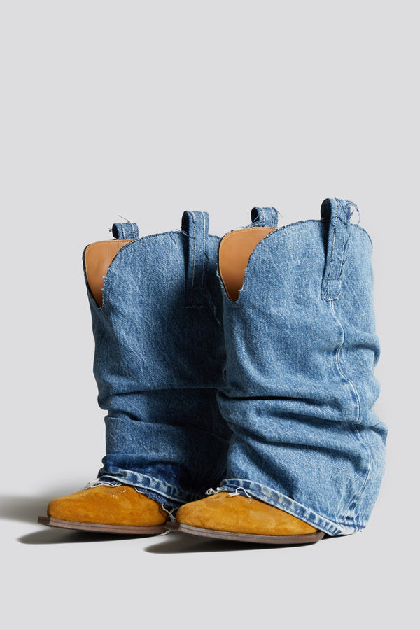 r13 LOW RIDER COWBOY BOOT denim sleeve