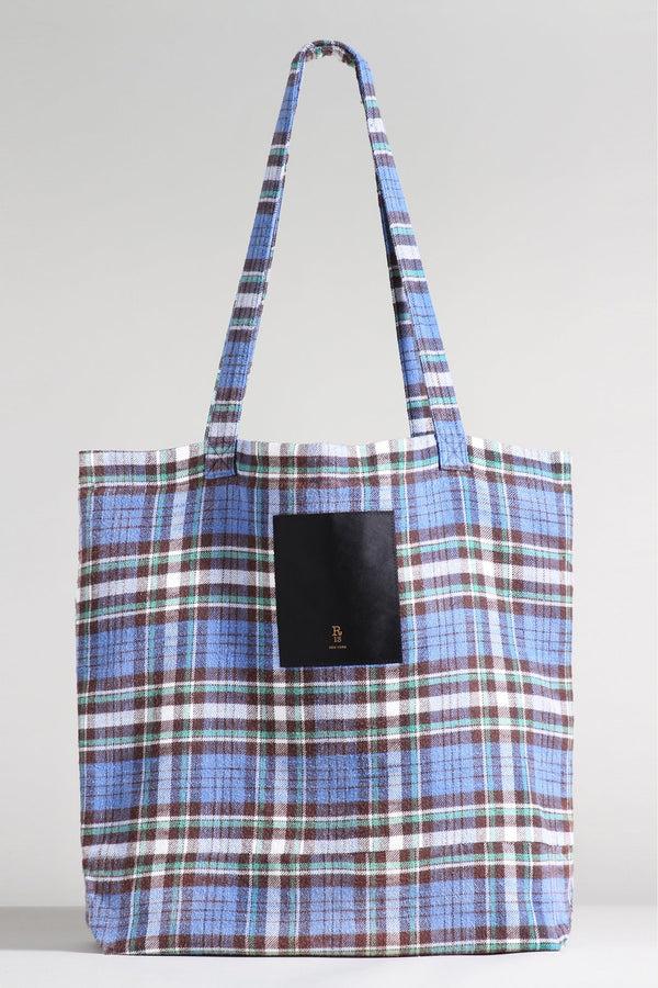 r13 MEDIUM TOTE BAG blue/green plaid