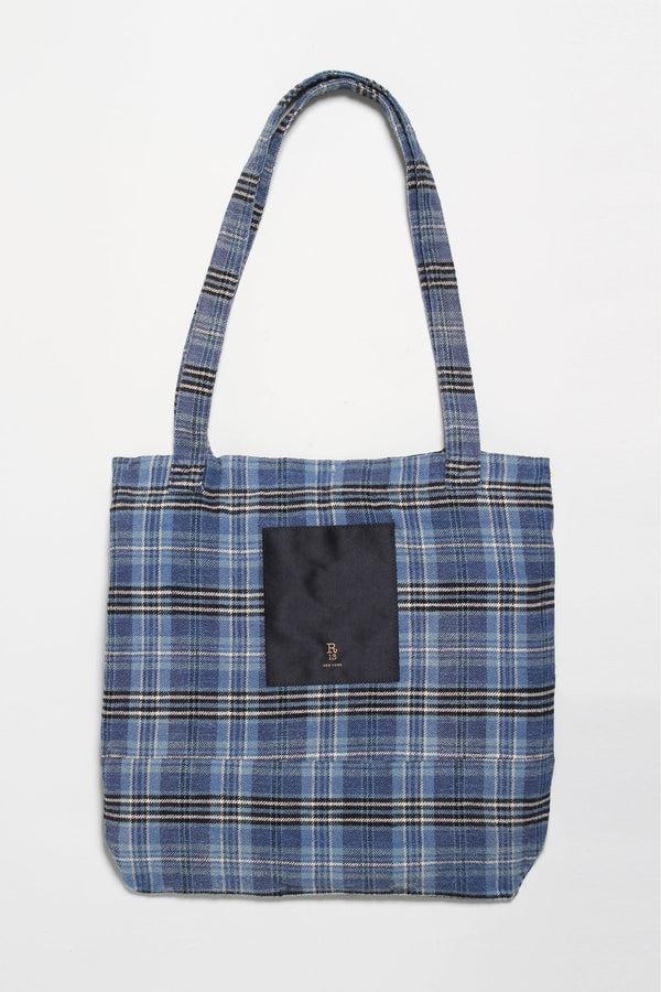 R13 MEDIUM TOTE BAG Blue Plaid