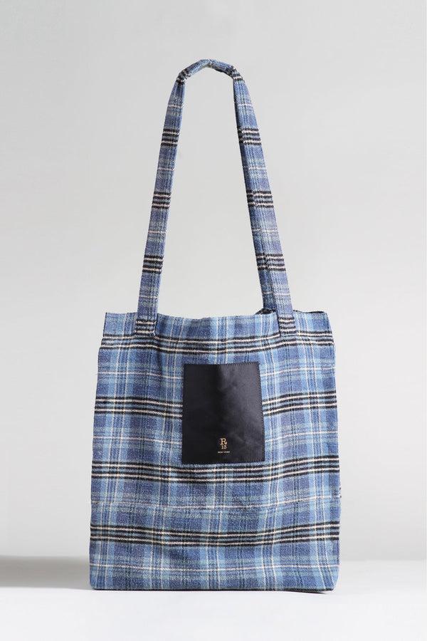r13 MEDIUM TOTE BAG blue plaid