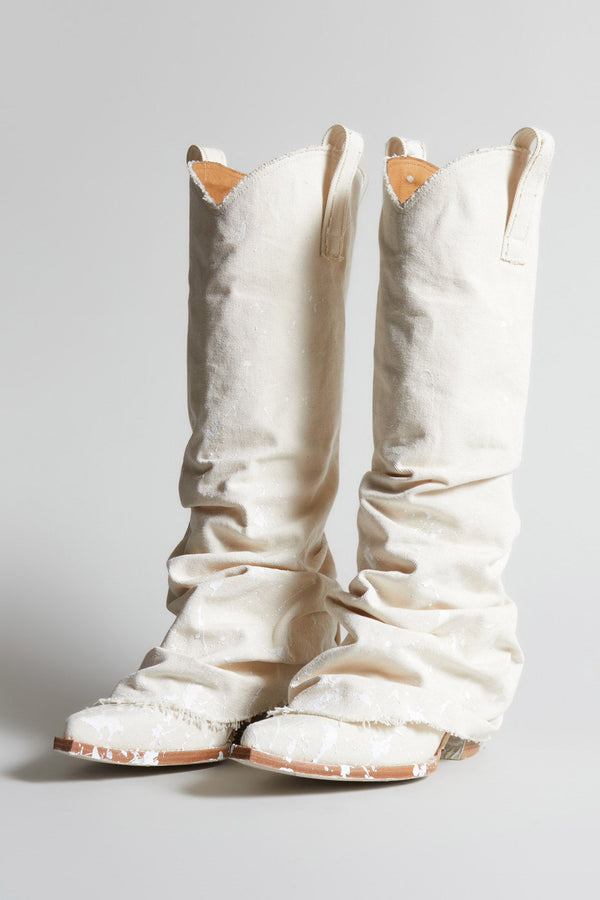 r13 MID COWBOY BOOT paint splatter canvas