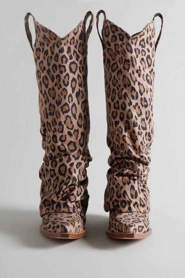 R13 MID COWBOY BOOT Raw Leopard