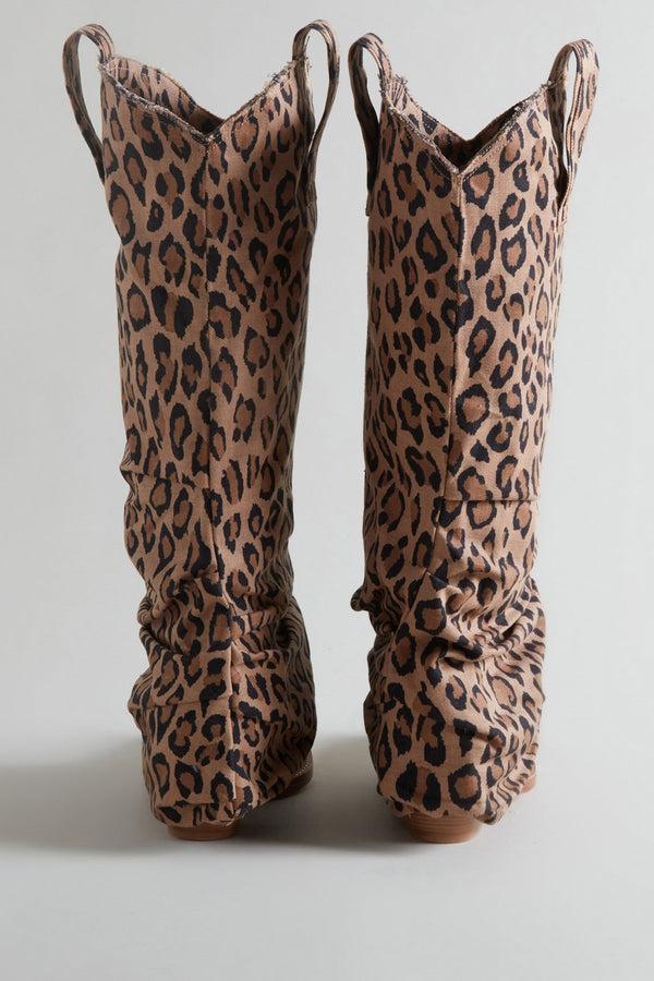 R13 MID COWBOY BOOT Raw Leopard