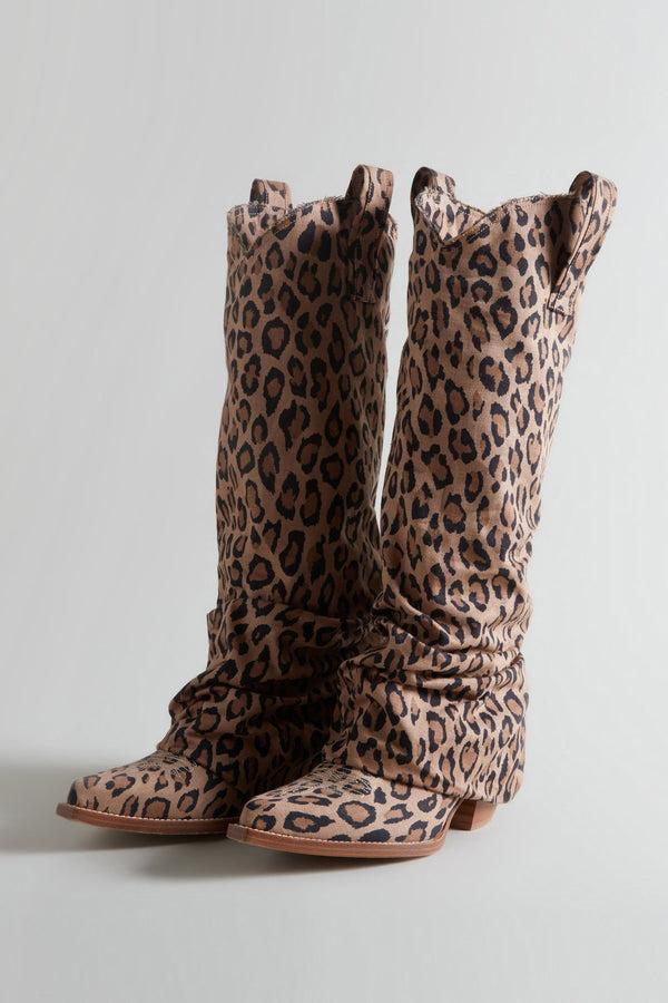r13 MID COWBOY BOOT raw leopard