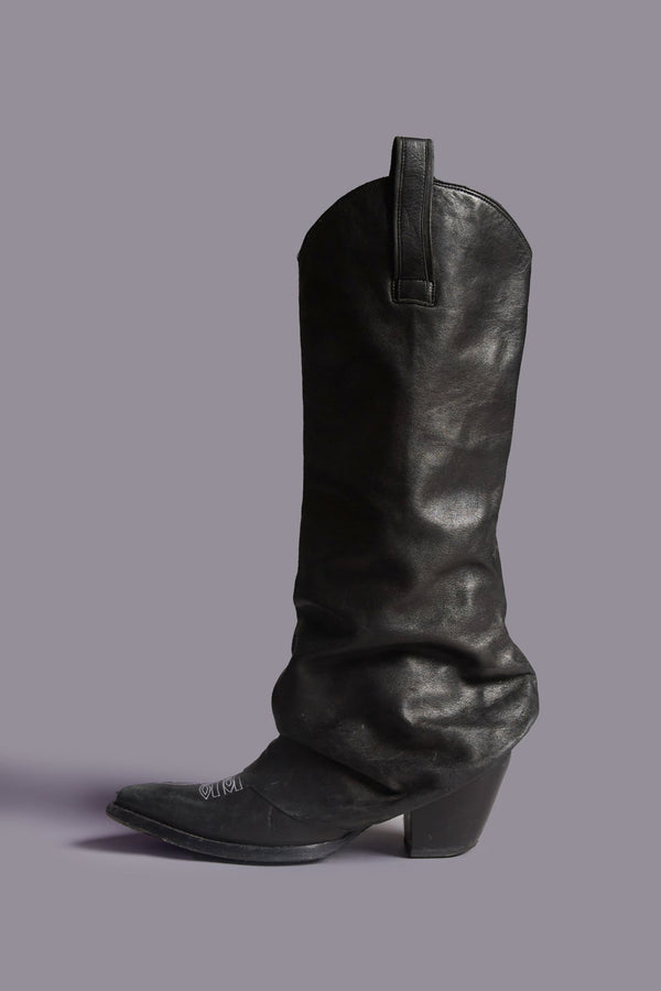 r13 MID COWBOY BOOTS WITH SLEEVE black leather