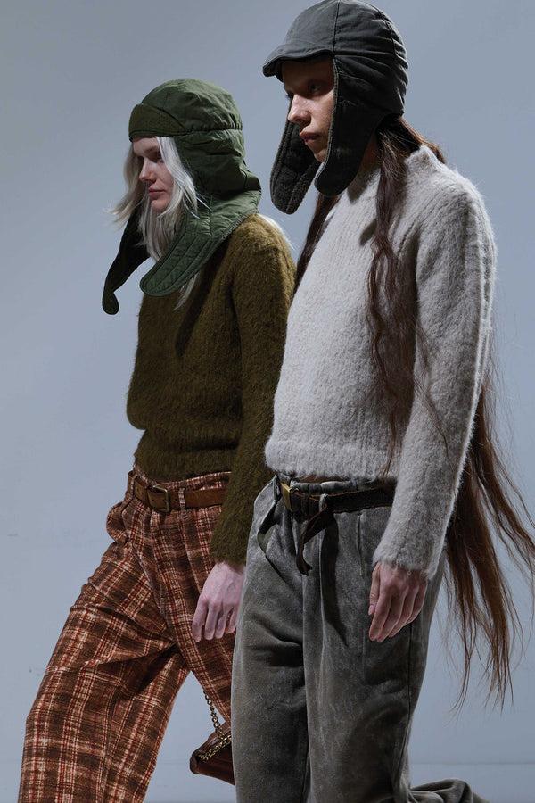 r13 MOCK COLLAR SHRUNKEN SWEATER beige brown