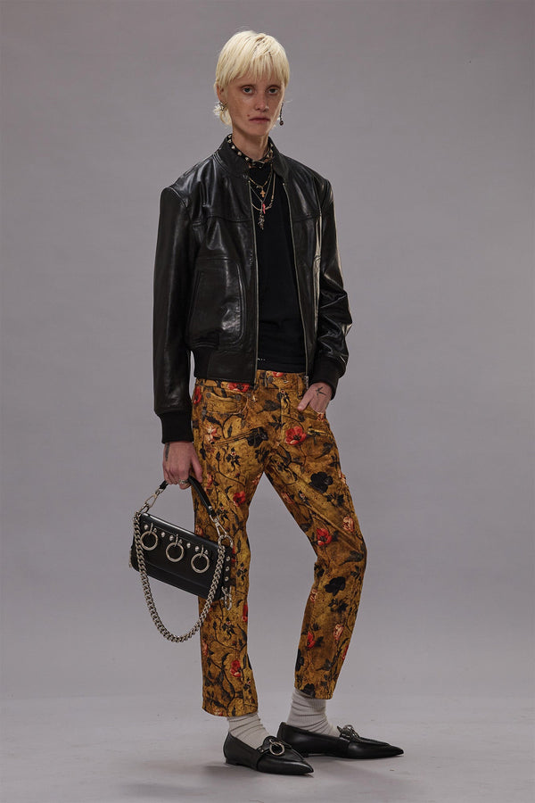 r13 MOTO BOY STRAIGHT antique floral velveteen