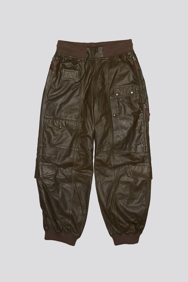 R13 MULTIPOCKET BALLOON LEATHER PANT Olive