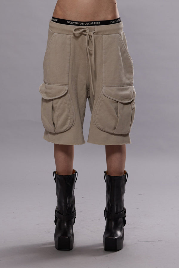 R13 MULTIPOCKET RELAXED SWEATSHORTS Light Stone