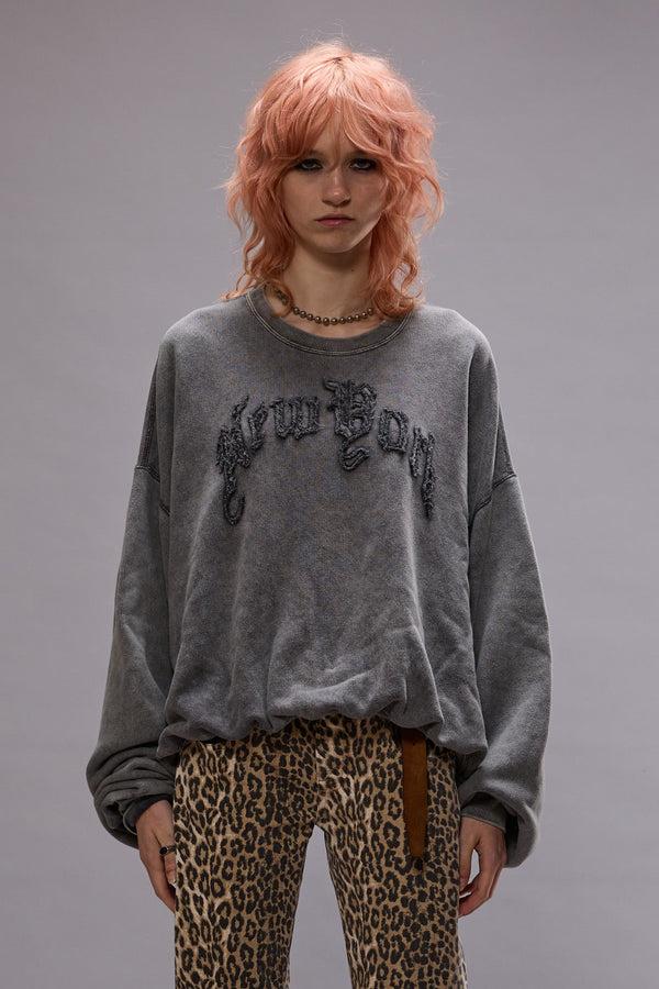 R13 NEW YORK BALLOON CREWNECK Acid Grey