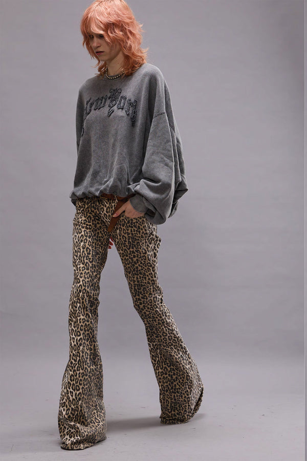 r13 NEW YORK BALLOON CREWNECK acid grey