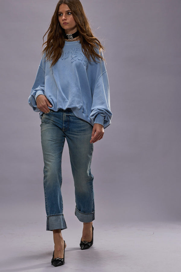 R13 NEW YORK BALLOON CREWNECK Light Blue