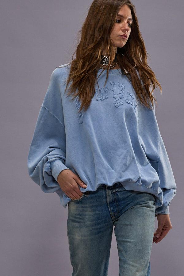 r13 NEW YORK BALLOON CREWNECK light blue