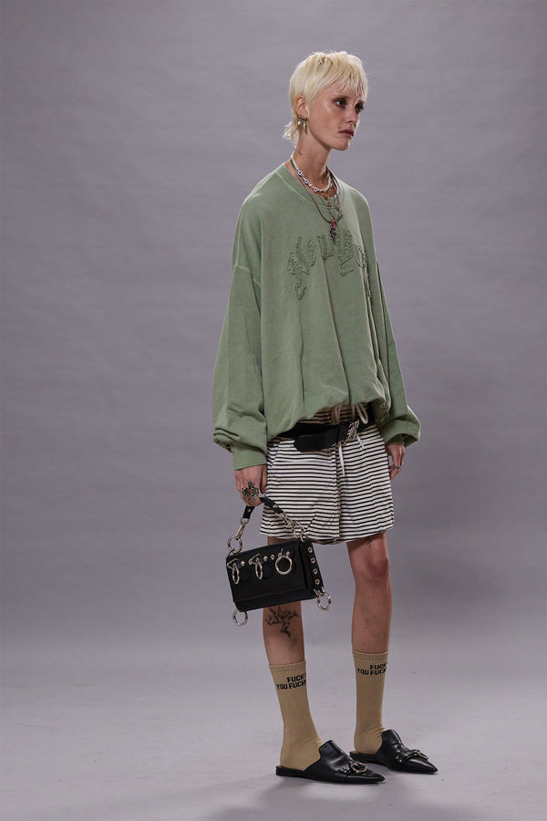 r13 NEW YORK BALLOON CREWNECK light olive