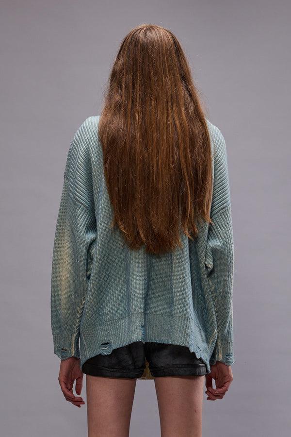 R13 OVERSIZED CARDIGAN Light Sky Blue