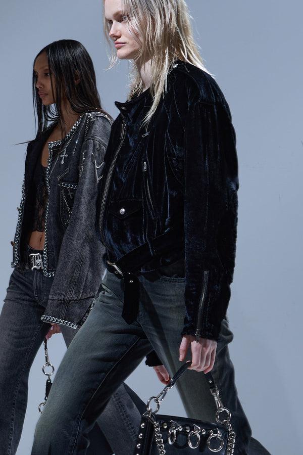 R13 OVERSIZED MOTO JACKET Black