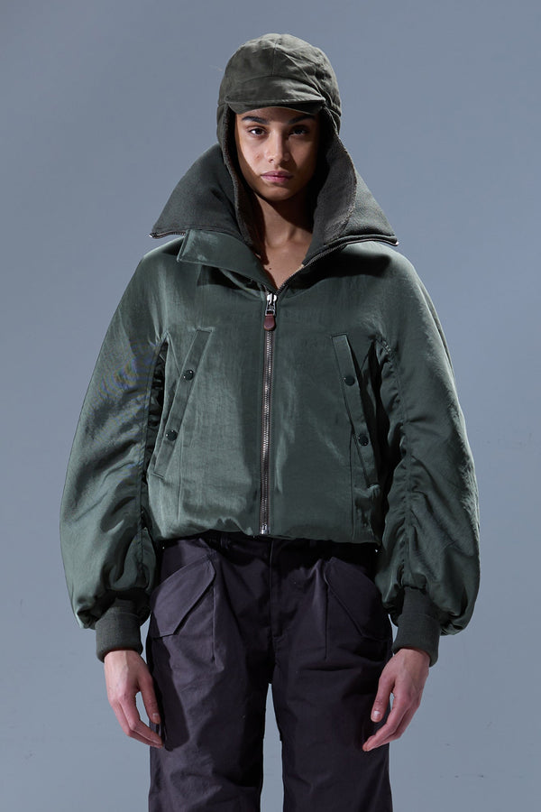 R13 OVERSIZED PADDED FLIGHT JACKET Olive Green