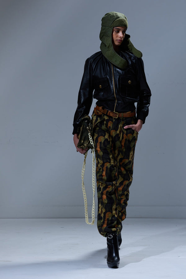 R13 PADDED MILITARY PANTS Dark Camo Green