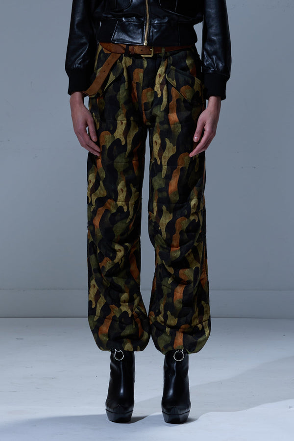 R13 PADDED MILITARY PANTS Dark Camo Green