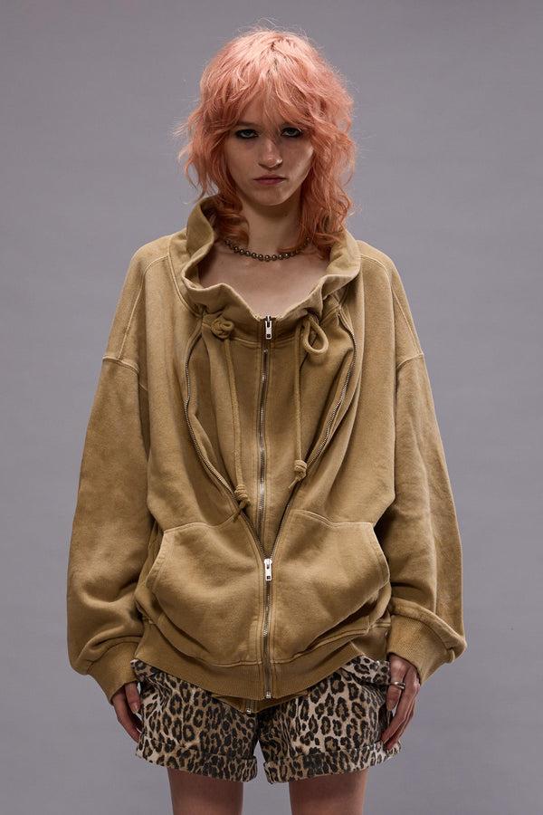 R13 PAPERBAG ZIP-UP Khaki