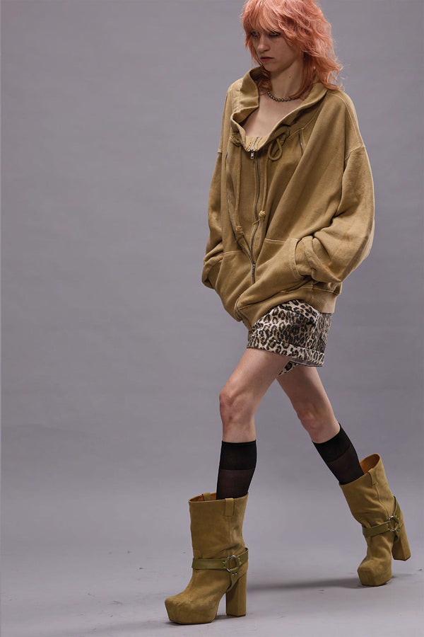 r13 PAPERBAG ZIP-UP khaki